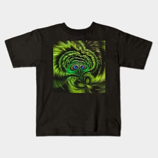 Owl Fractal Green Pattern Design Kids T-Shirt